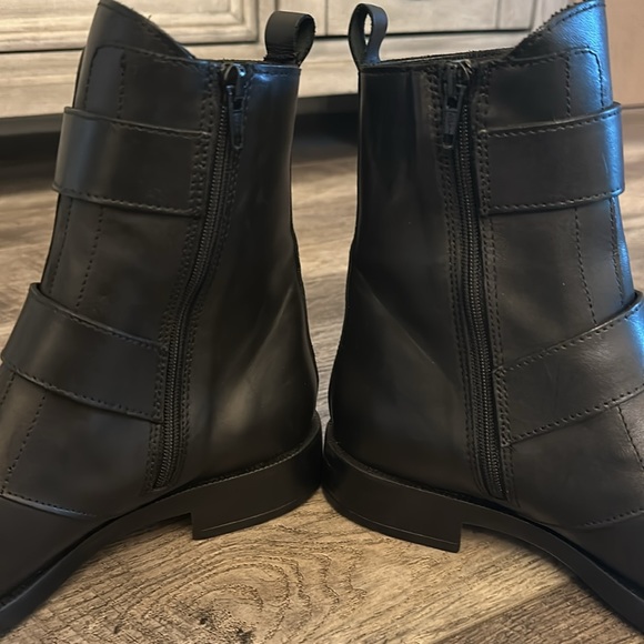 NWT! Emanuele Crasto Black Leather Buckle Boots - 38(US 7.5) Italian Leather - Picture 5 of 8